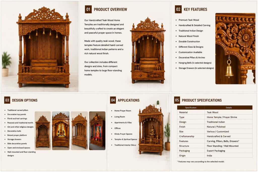 Handcrafted Teak Wood Temples